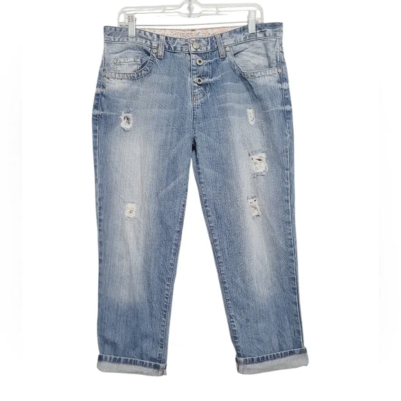 Y2K GUESS Jeans Boyfriend Distressed Button Fly 100% Cotton Denim Jeans Size 30 - Picture 2 of 15
